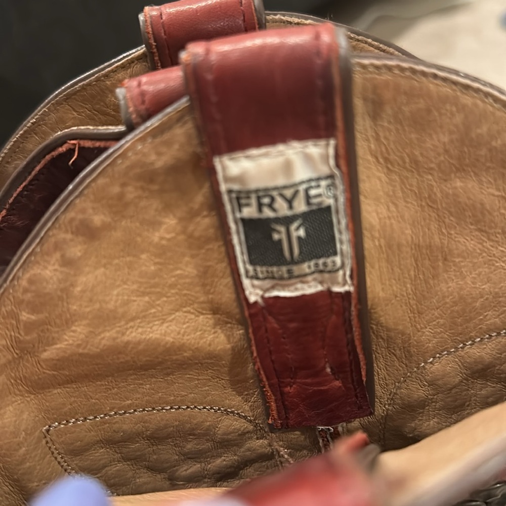Frye Red and Tan Leather Boots - Picture 2 of 7